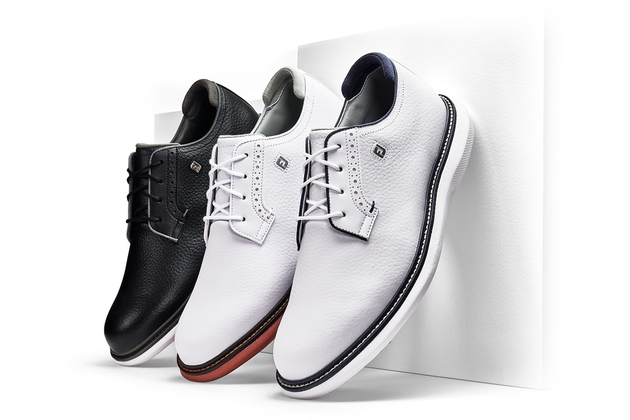 footjoy fj traditions blucher golf shoe spiked white black brick price buy list release date