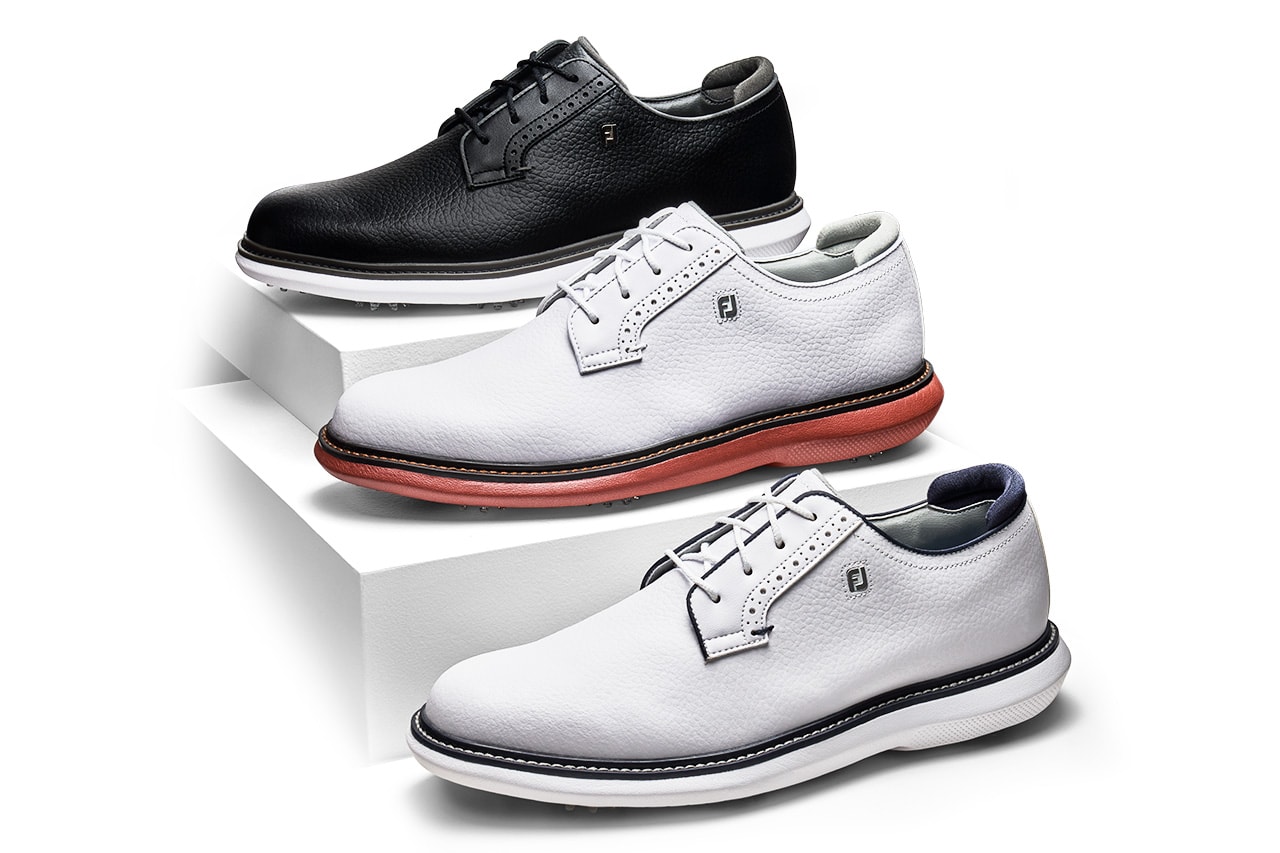 footjoy fj traditions blucher golf shoe spiked white black brick price buy list release date