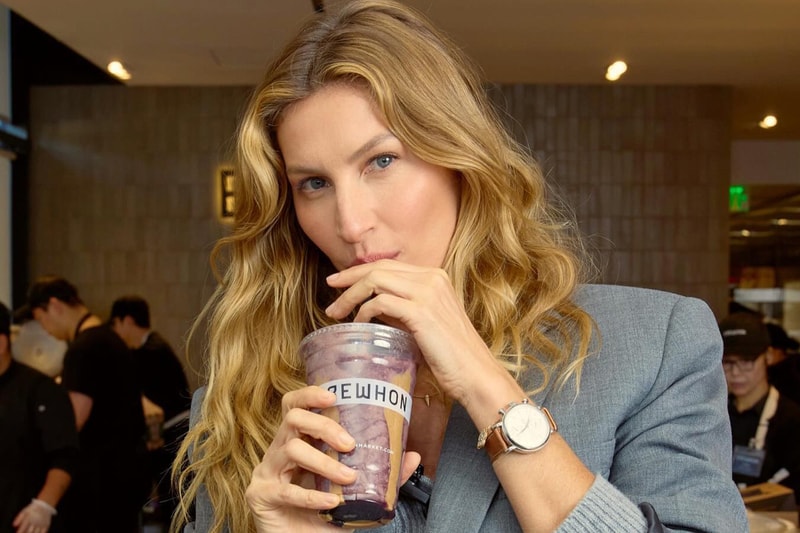 Gisele Bündchen Serves Up Erewhon's Newest Smoothie elderberry giselderberry boost smoothie beverage price los angeles california grocery store available tom brady supermodel model hailey bieber kendall jenner kourtney kardashian olivia rodrigo