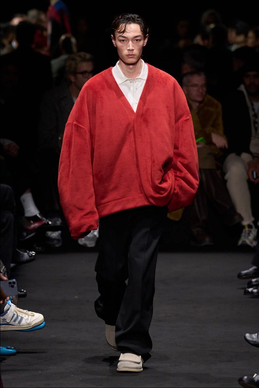 Men wear tights at the JW Anderson's fashion show