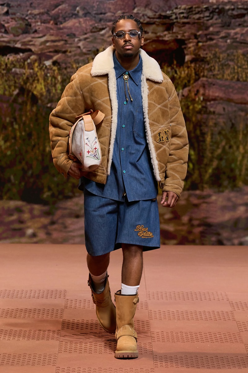 Louis Vuitton Fall Winter 2024 Paris Fashion Week menswear Pharrell Williams runway show harmonica cowboy western motifs timbaland boots swae lee sioux mumford and sons miley cyrus new song