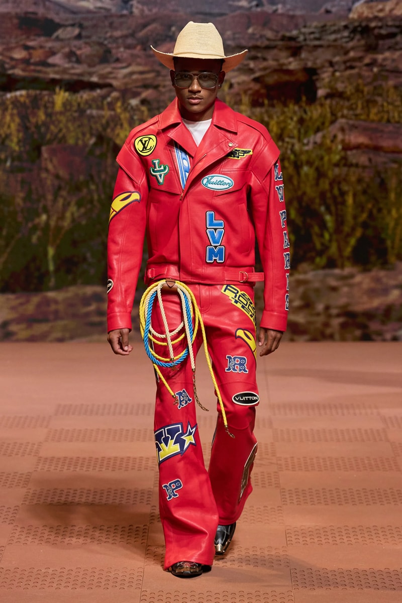 Louis Vuitton Fall Winter 2024 Paris Fashion Week menswear Pharrell Williams runway show harmonica cowboy western motifs timbaland boots swae lee sioux mumford and sons miley cyrus new song