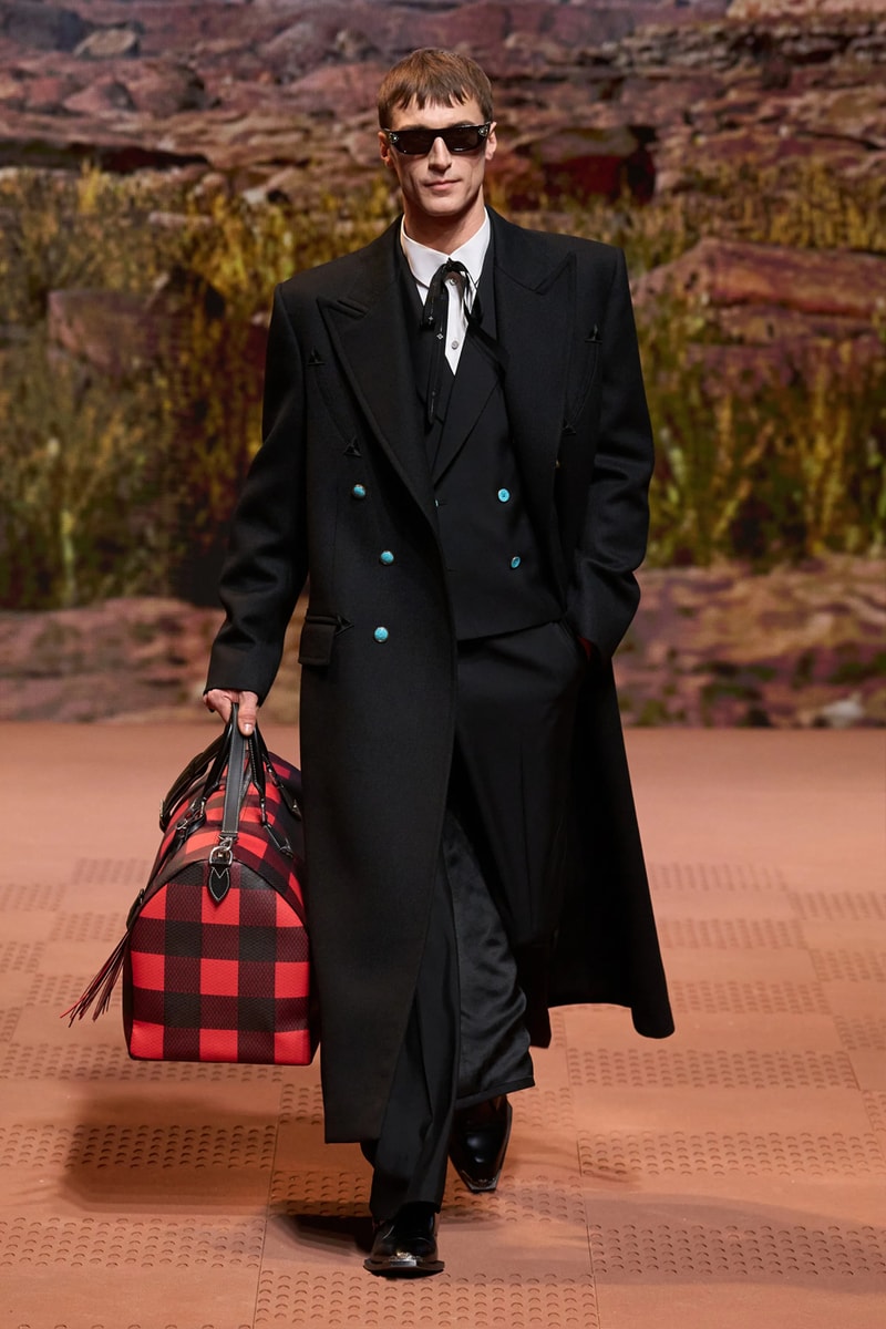 Louis Vuitton Fall Winter 2024 Paris Fashion Week menswear Pharrell Williams runway show harmonica cowboy western motifs timbaland boots swae lee sioux mumford and sons miley cyrus new song