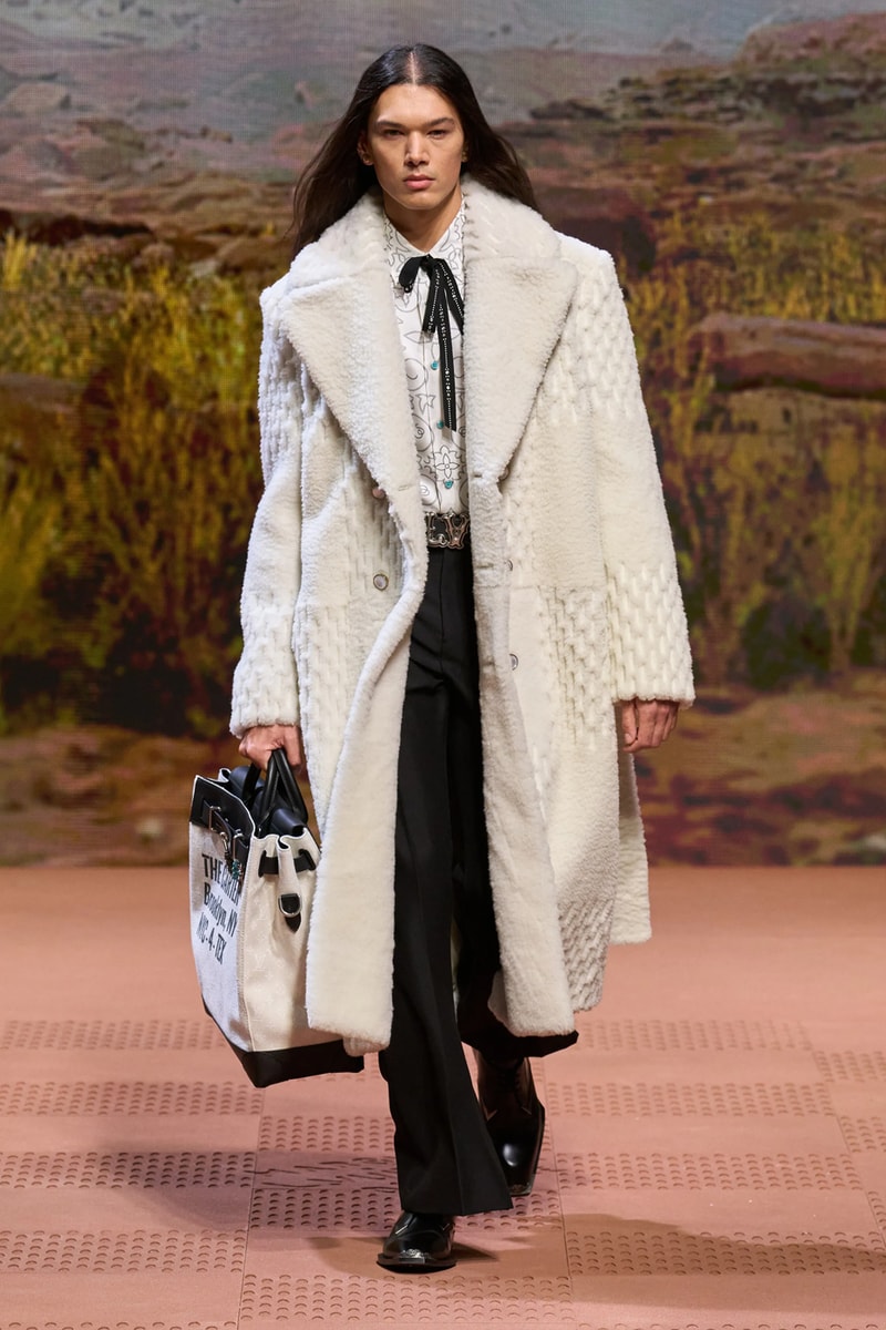 Louis Vuitton Fall Winter 2024 Paris Fashion Week menswear Pharrell Williams runway show harmonica cowboy western motifs timbaland boots swae lee sioux mumford and sons miley cyrus new song