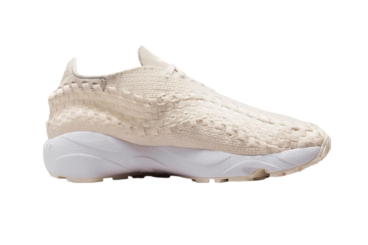 nike air footscape woven hemp material spring 2024 release date phantom white sesame monochromatic colorway details specs price