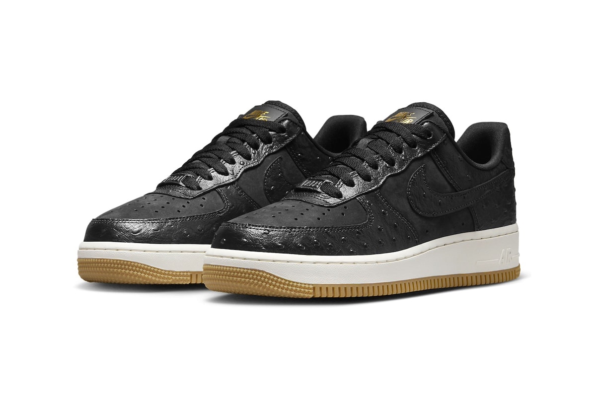 Official Look At the Nike Air Force 1 Low "Black Ostrich" DZ2708-002 Black/Sail-Gum Light Brown leather af1 low