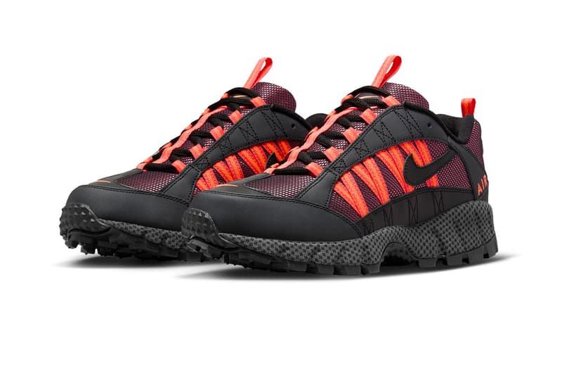 Nike Air Humara Lands in "Black/Bright Crimson" sneakers release price vintage retro color jacquemus drop link mesh outsole upper 