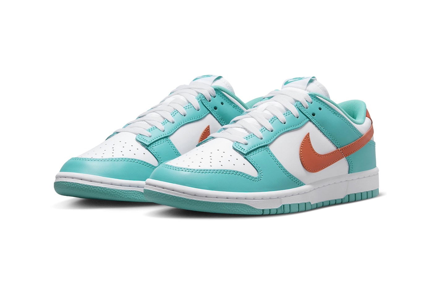 Official Look At the Nike Dunk Low "Miami Dolphins" DV0833-102 White/Dusty Cactus-Cosmic Clay release info nfl football
