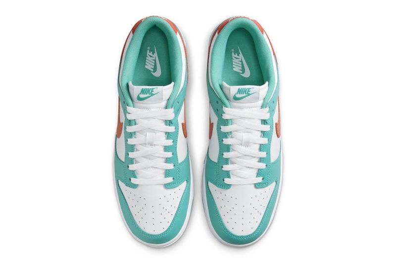 Official Look At the Nike Dunk Low "Miami Dolphins" DV0833-102 White/Dusty Cactus-Cosmic Clay release info nfl football