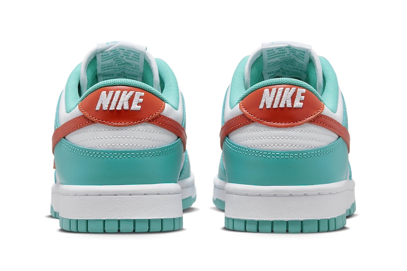 Official Look At the Nike Dunk Low "Miami Dolphins" DV0833-102 White/Dusty Cactus-Cosmic Clay release info nfl football