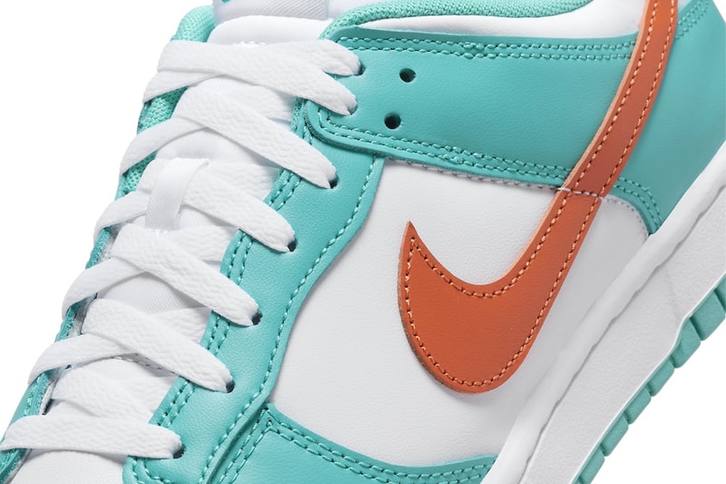 Official Look At the Nike Dunk Low "Miami Dolphins" DV0833-102 White/Dusty Cactus-Cosmic Clay release info nfl football