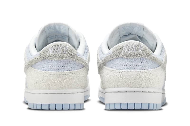 Official Look At the Nike Dunk Low "Photon Dust/Light Armory Blue" suede fuzzy textured swoosh low top sneaker FZ3779-025 Photon Dust/Light Smoke Grey-Light Armory Blue