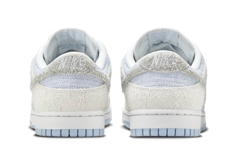 Official Look At the Nike Dunk Low "Photon Dust/Light Armory Blue" suede fuzzy textured swoosh low top sneaker FZ3779-025 Photon Dust/Light Smoke Grey-Light Armory Blue