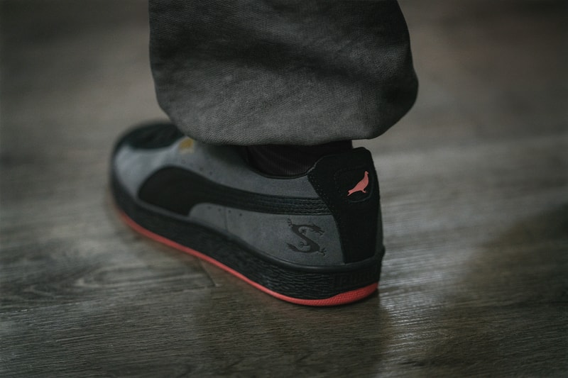STAPLE and PUMA Join Forces for a Celebratory "Year of the Dragon" Collection collaboration lunar new year lion dance club new york city chinese fremasons athletic club cfmac sneakers granola alpine snow puma black suede sweatpants hoodie tshirt