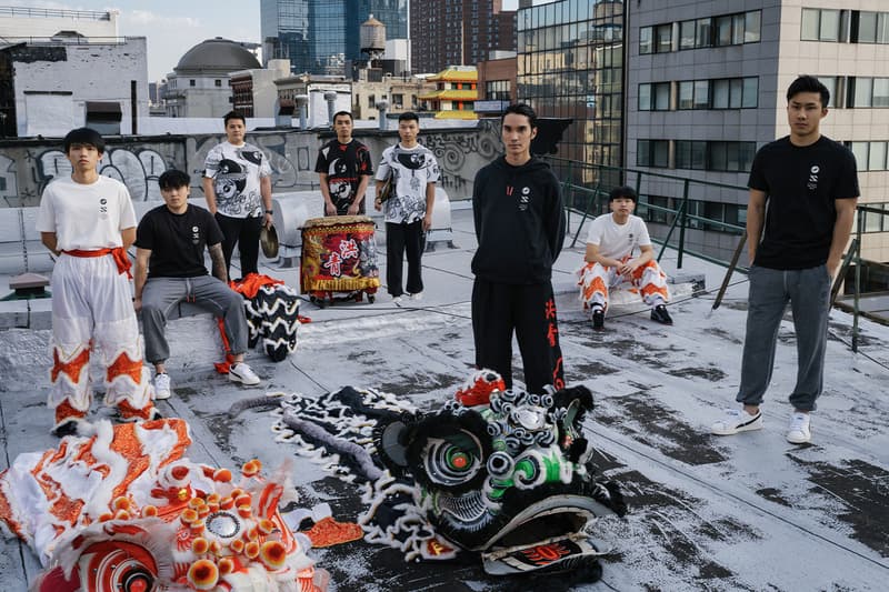 STAPLE and PUMA Join Forces for a Celebratory "Year of the Dragon" Collection collaboration lunar new year lion dance club new york city chinese fremasons athletic club cfmac sneakers granola alpine snow puma black suede sweatpants hoodie tshirt