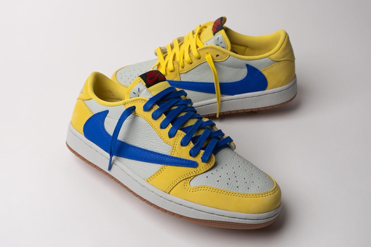 Travis Scott Nike Air Michael Jordan Brand 1 Low OG Canary Women's Yellow White dz4137 700 Official Release Date Info Photos Price Store List Buying Guide
