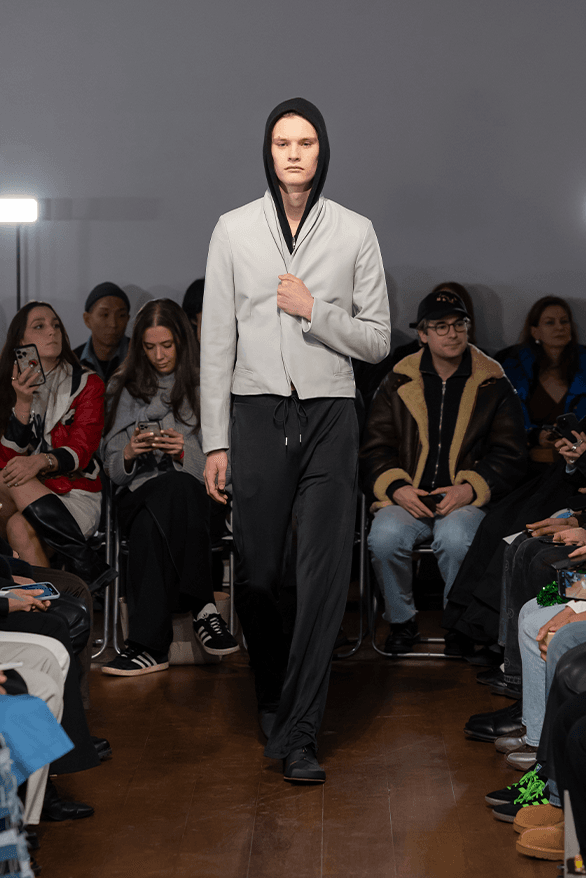Aaron Esh Fall Winter 2024 London Fashion Week menswear womenswear lvmh prize British fashion council newgen runway show