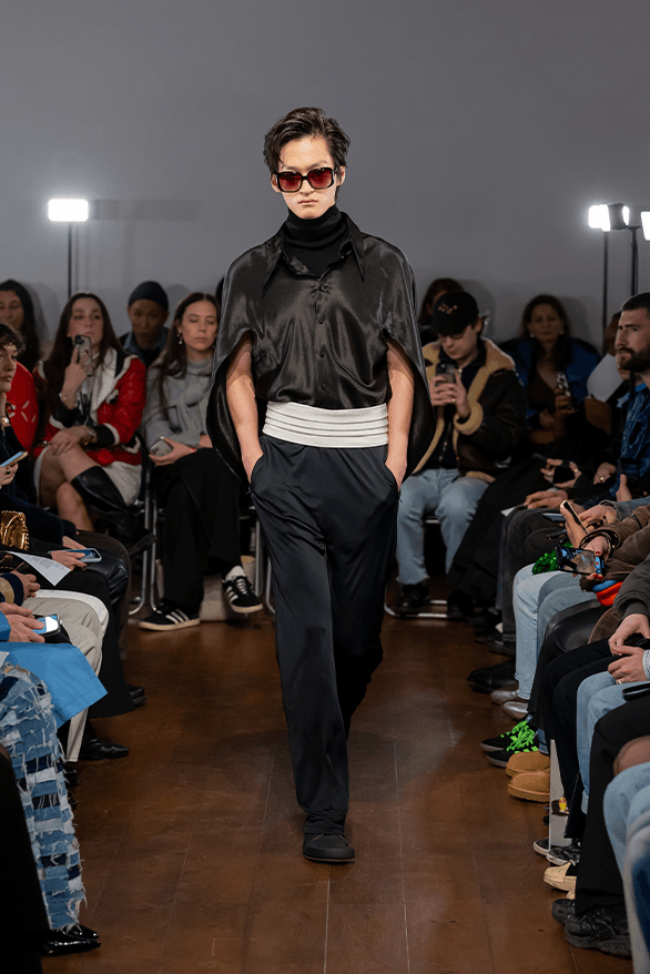 Aaron Esh Fall Winter 2024 London Fashion Week menswear womenswear lvmh prize British fashion council newgen runway show
