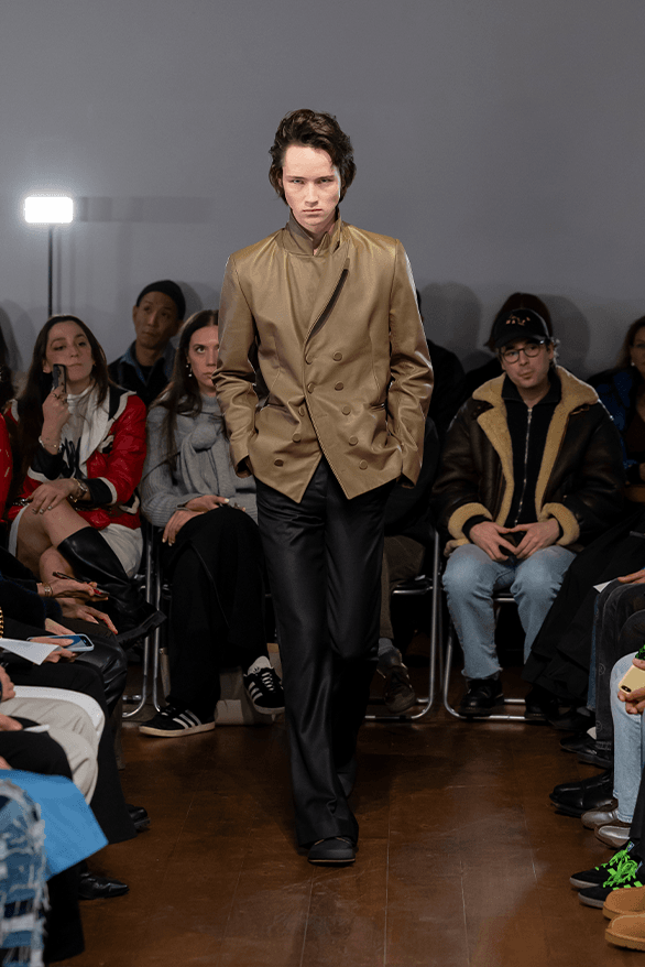 Aaron Esh Fall Winter 2024 London Fashion Week menswear womenswear lvmh prize British fashion council newgen runway show