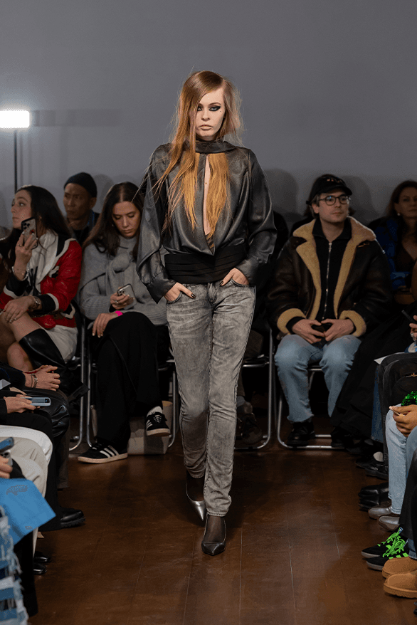 Aaron Esh Fall Winter 2024 London Fashion Week menswear womenswear lvmh prize British fashion council newgen runway show