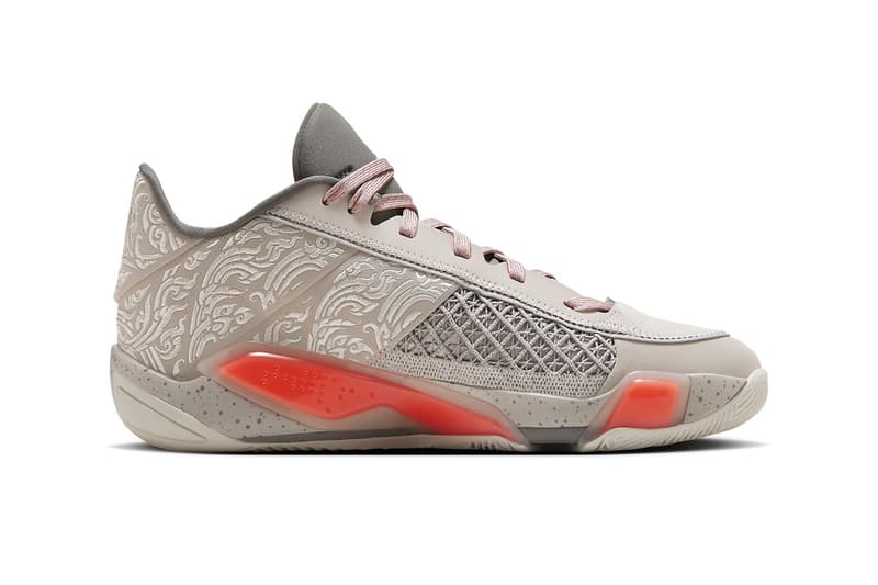 Air Jordan 38 Low Gears up for the Olympics With New "Torch" Colorway Cement Grey/Hyper Crimson-Particle Beige-Cool Grey paris jordan brand michael jordan jumpman nike swoosh