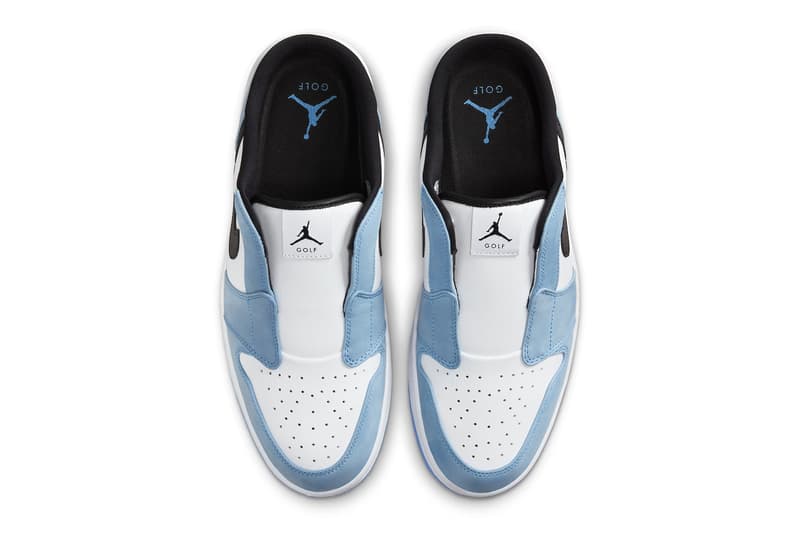 Official Look at the Air Jordan Mule Golf "University Blue" FJ1214-400 University Blue/White-Black hypegolf golf shoes alternatives slip ons jordan brand swoosh jumpman michael jordan