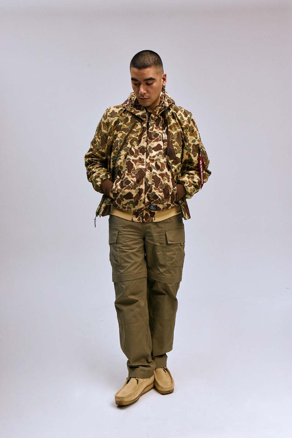 Alpha Industries Spring/Summer 2024 lookbook collection camo military bomber jackets tops pants trousers army campaign