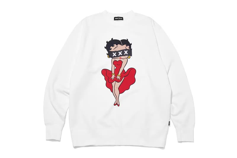 god selection xxx betty boop collaboration crewneck sweatshirt hoodie t shirt sex official release date info phots price store list buying guide 