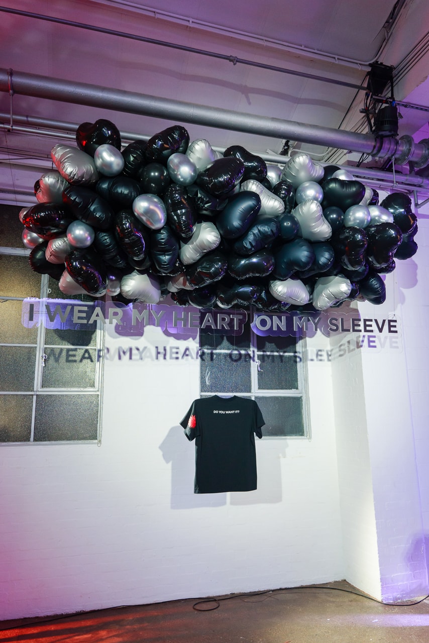 tinder chet lo capsule collection launch party art installation set display leomie anderson sugababes dj qendresa jjocewavy no'ones type choatic t-shirts 
