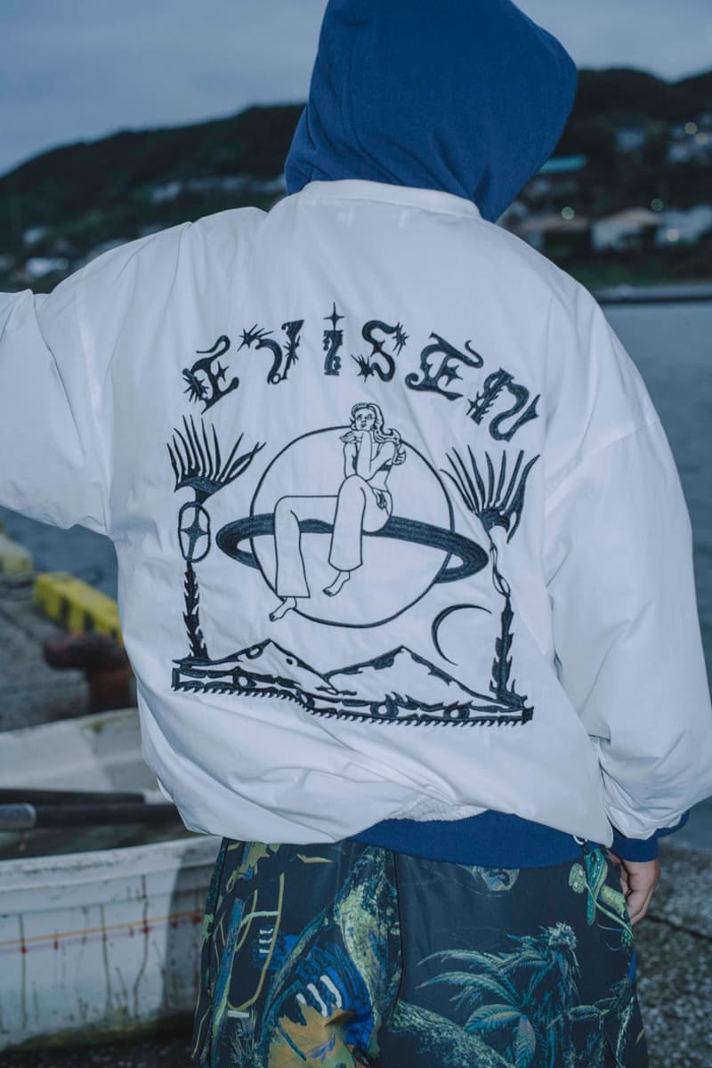 Evisen Skateboards Unveils Its Extensive SS24 Collection hoodie skateboard japan drop release price college lookbook hat shirt flannel pants jean denim discovery jacket sweatshirt cotton embroidery pine tree camo pattern accessories link instagram saturday february 10 japan