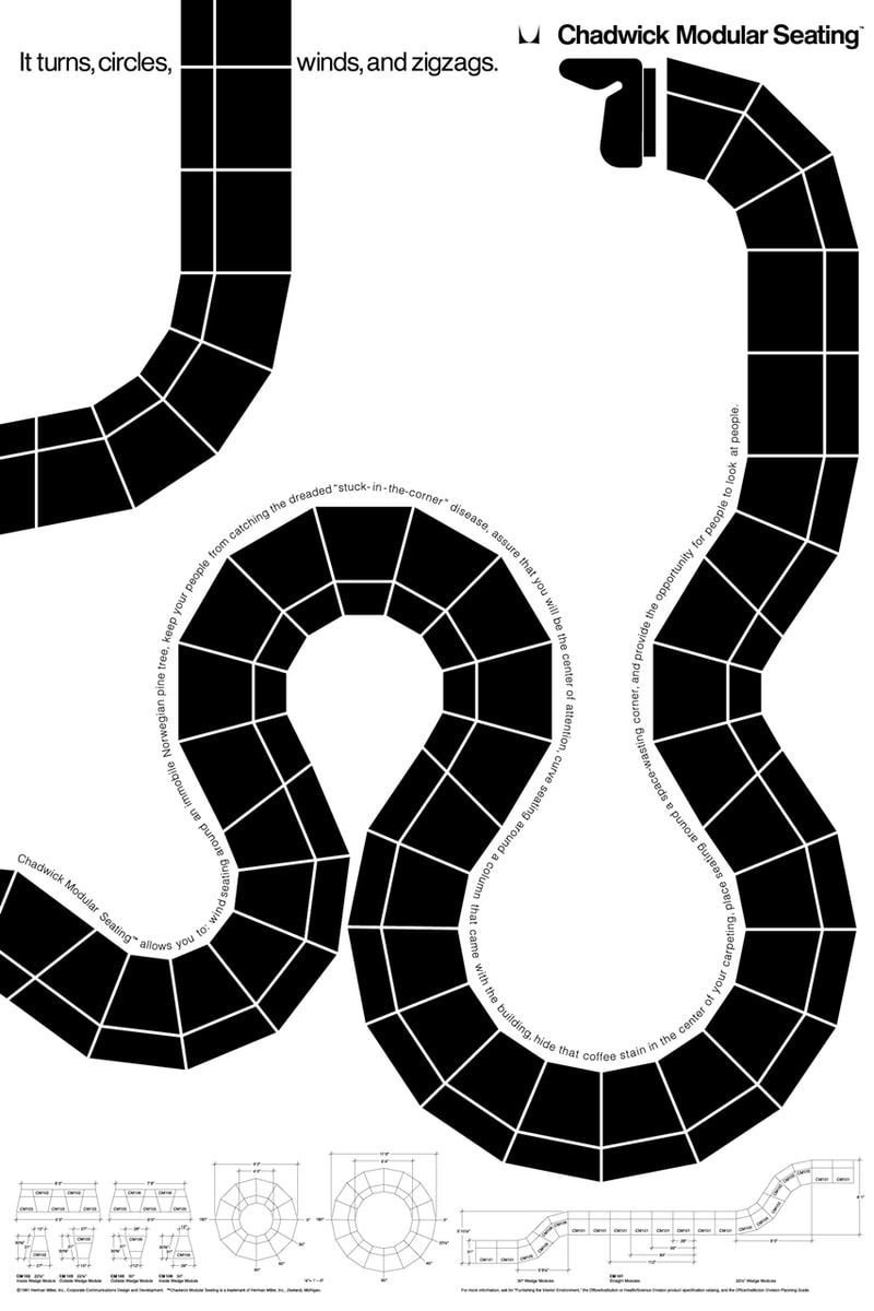 herman miller archival poster release reissue february 2024 date info photos price store list buying guide Tomoko Miho brochure cover linda powell ideas magazine wilkes modular sofa barbra loveland chadwick seating steve frykholm action office 2 john massey