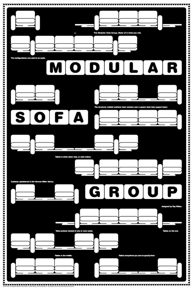 herman miller archival poster release reissue february 2024 date info photos price store list buying guide Tomoko Miho brochure cover linda powell ideas magazine wilkes modular sofa barbra loveland chadwick seating steve frykholm action office 2 john massey