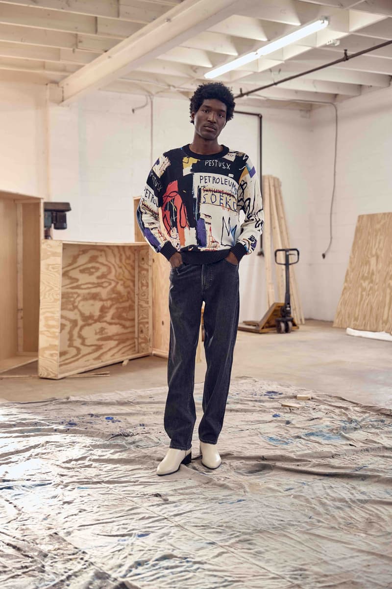 Lee Dips Signature Denim Silhouettes in Basquiat's Artwork collab release link jean price drop jean michel