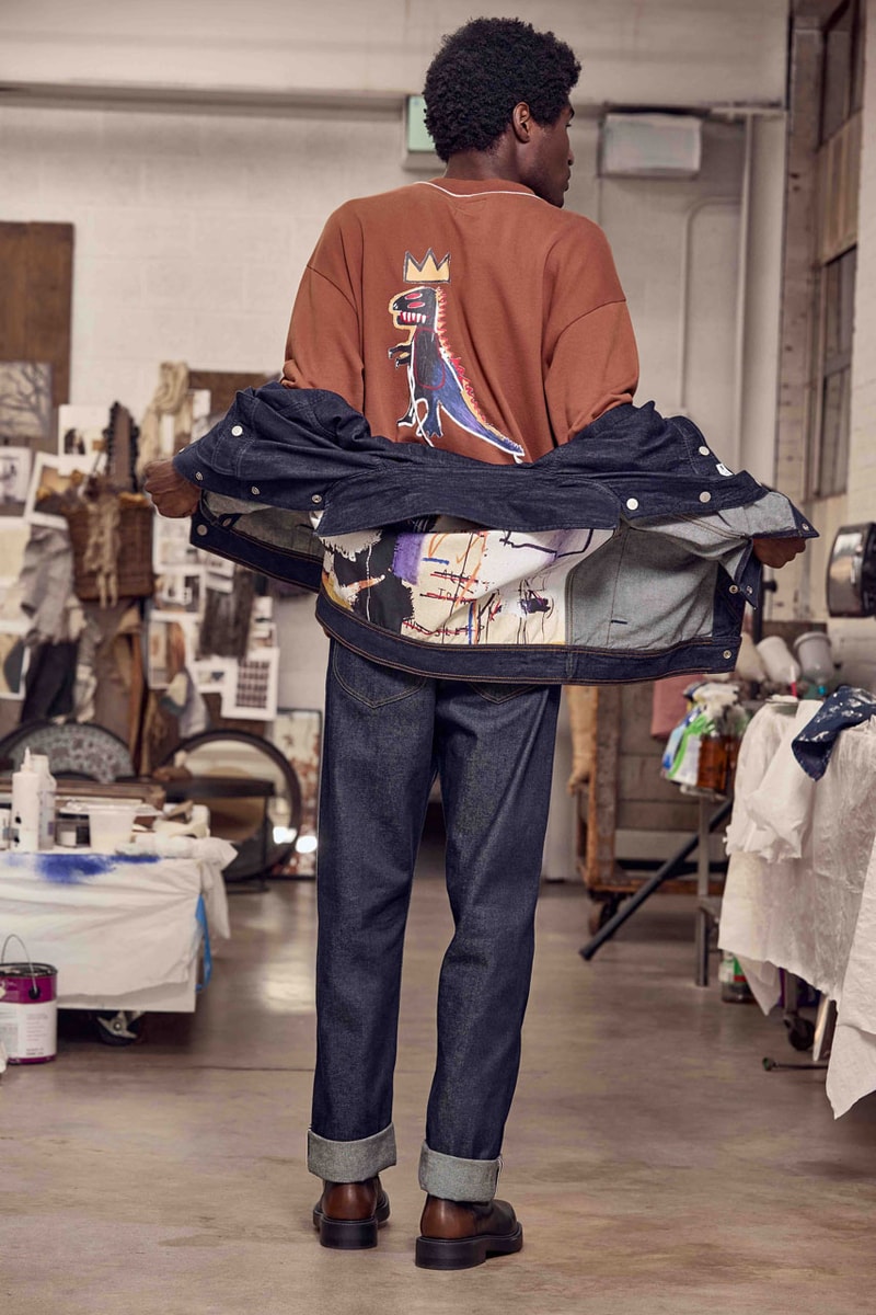Lee Dips Signature Denim Silhouettes in Basquiat's Artwork collab release link jean price drop jean michel