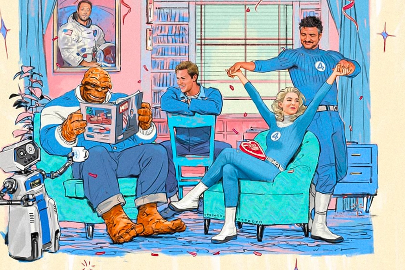 Marvel Studios new The Fantastic Four live action Cast Announcement pedro pascal vanessa kirby joseph quinn ebon moss bachrach