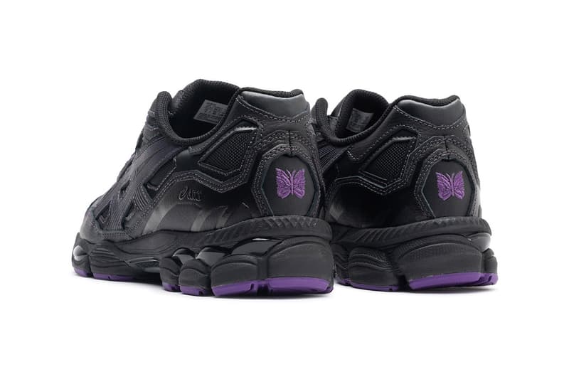 Official Look at the NEEDLES x ASICS GEL-NYC Collaboration 1201B008-001 release info black purple running shoe footwear