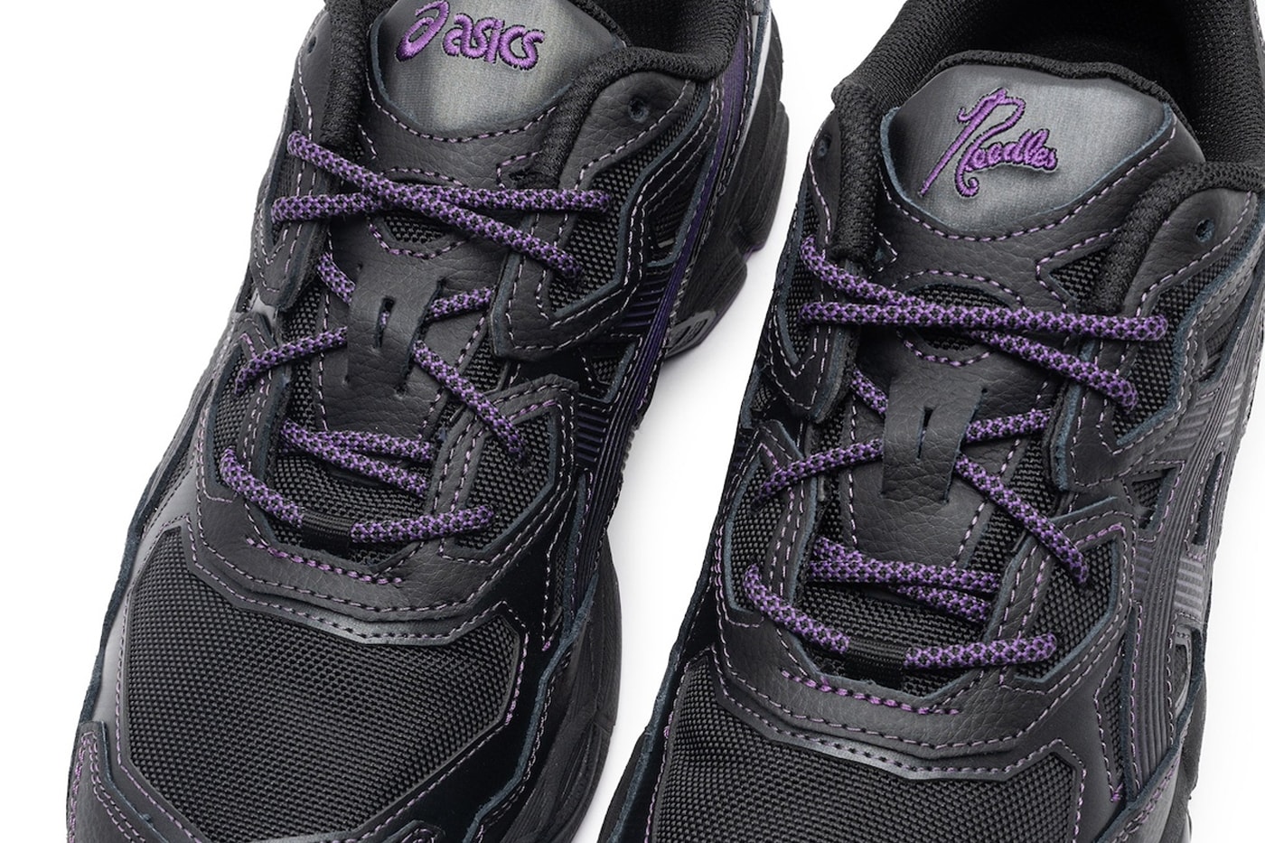 Official Look at the NEEDLES x ASICS GEL-NYC Collaboration 1201B008-001 release info black purple running shoe footwear
