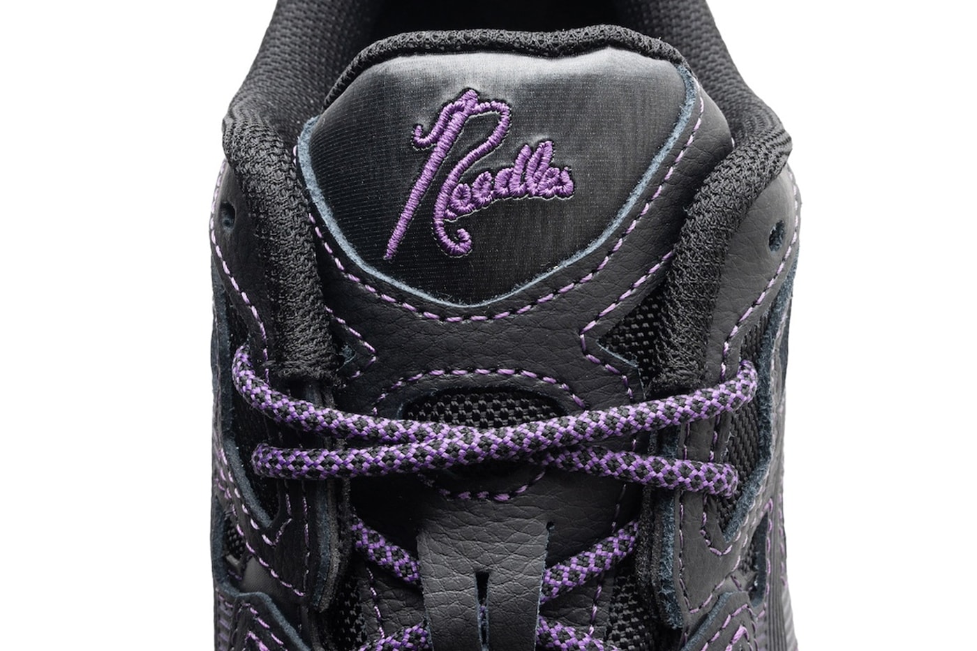 Official Look at the NEEDLES x ASICS GEL-NYC Collaboration 1201B008-001 release info black purple running shoe footwear