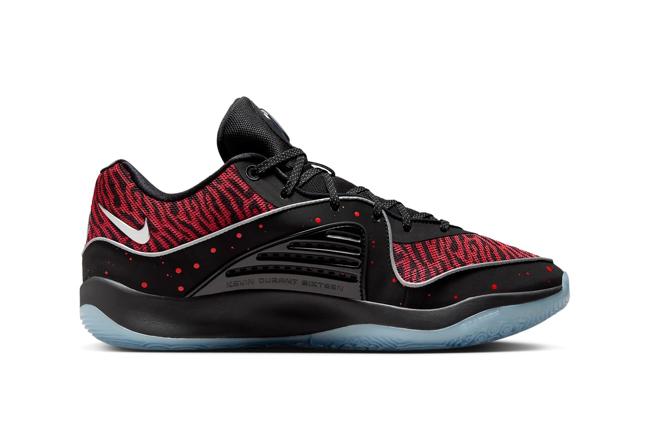 First Look at the Nike KD 16 "Slim Reaper" DV2917-004 Black/Metallic Silver-Bright Crimson-Thunder Blue kevin durant basketball shoes nba phoenix suns march spring 2024 release date swoosh