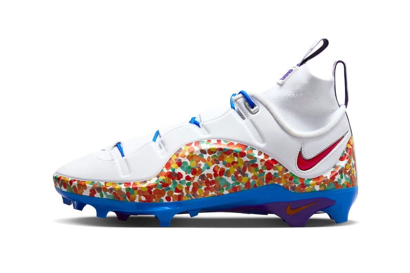 Official Look at the Nike LeBron 4 Menace "Fruity Pebbles" FV8044-100 spring 2024 soccer cleats football White/True Red-Volt-Radioactive-Varsity Purple-White cereal