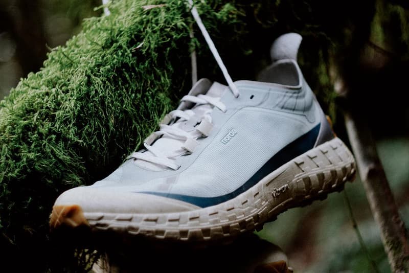 norda 001 trail running sneaker ether blue white gum color scheme dyneema vibram official release date info photos price store list buying guide