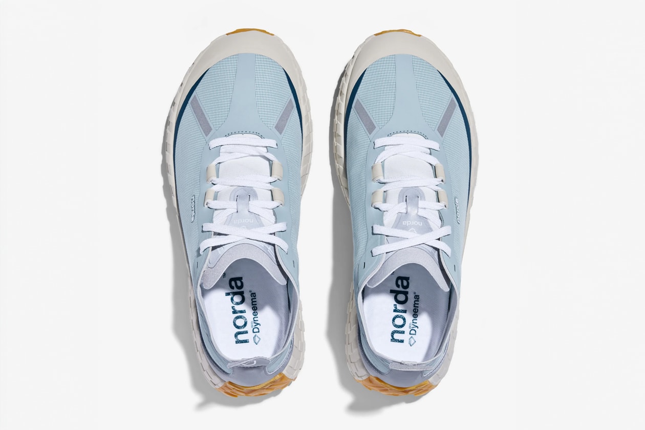 norda 001 trail running sneaker ether blue white gum color scheme dyneema vibram official release date info photos price store list buying guide