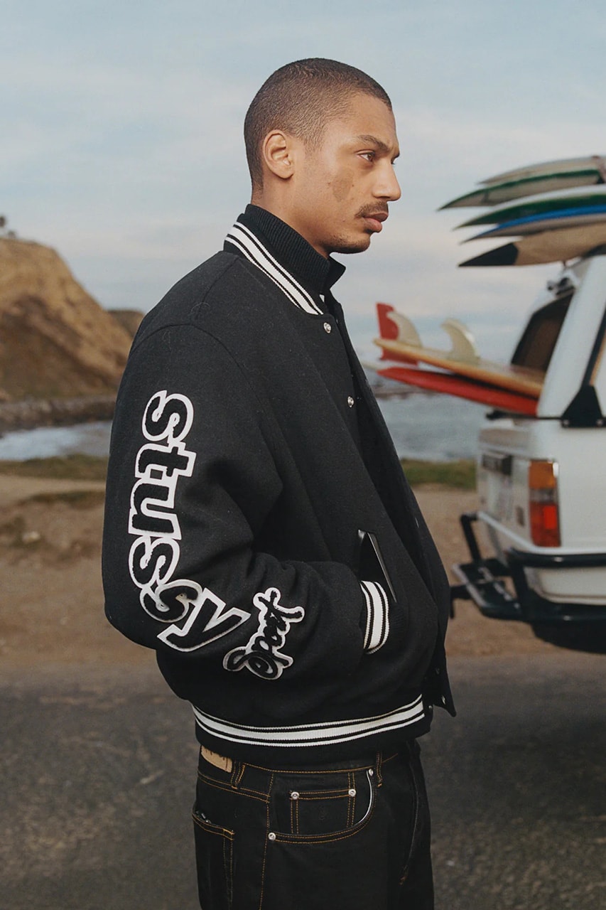 Stüssy Transitional Pieces First Spring 2024 Collection lookbook preview images pieces denim jeans jacket bomber fleece quarter zip
