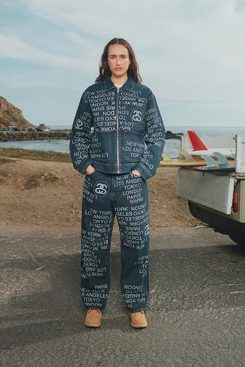 Stüssy Transitional Pieces First Spring 2024 Collection lookbook preview images pieces denim jeans jacket bomber fleece quarter zip