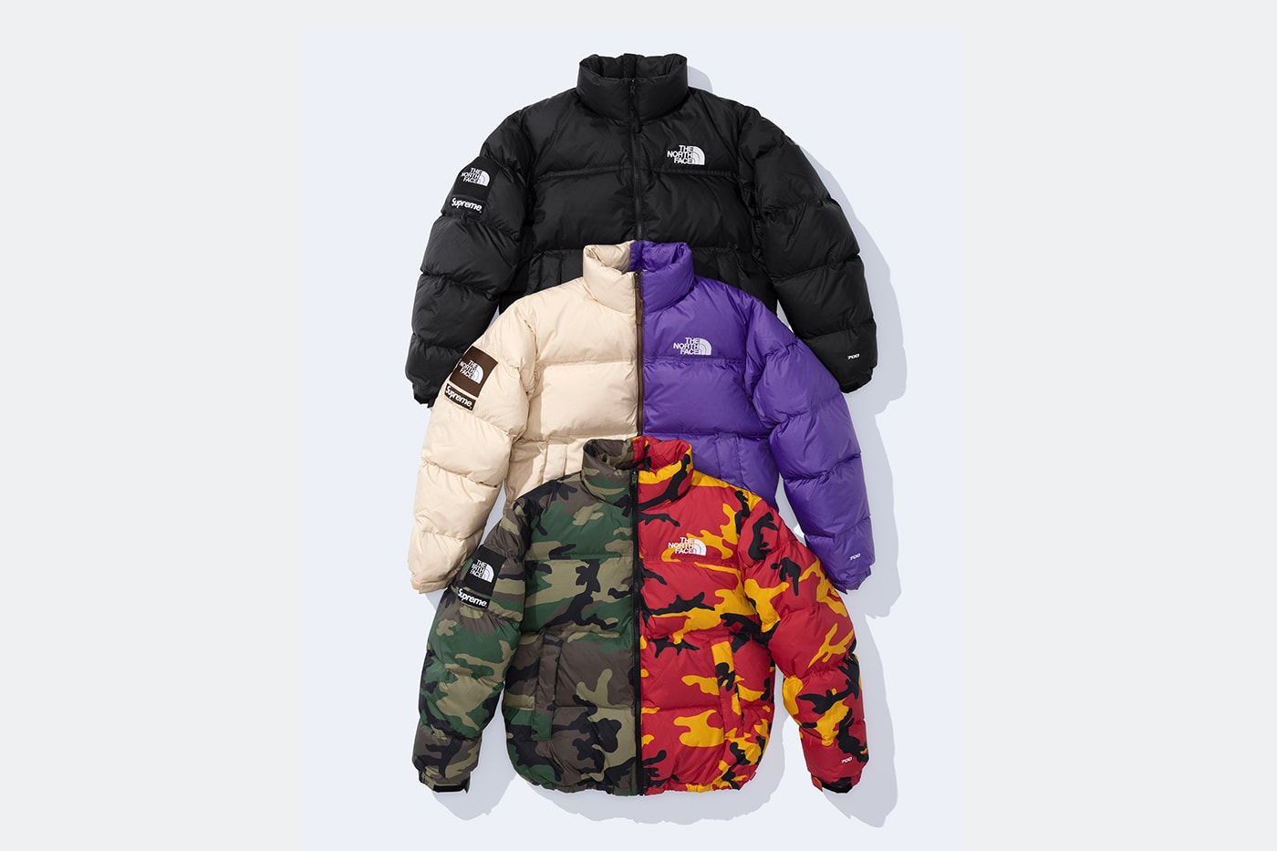 Supreme x The North Face Spring 2024 Collection lookbooks Taped Seam Shell Jacket, Nuptse Jacket, 6-Panel and Waist Bag 