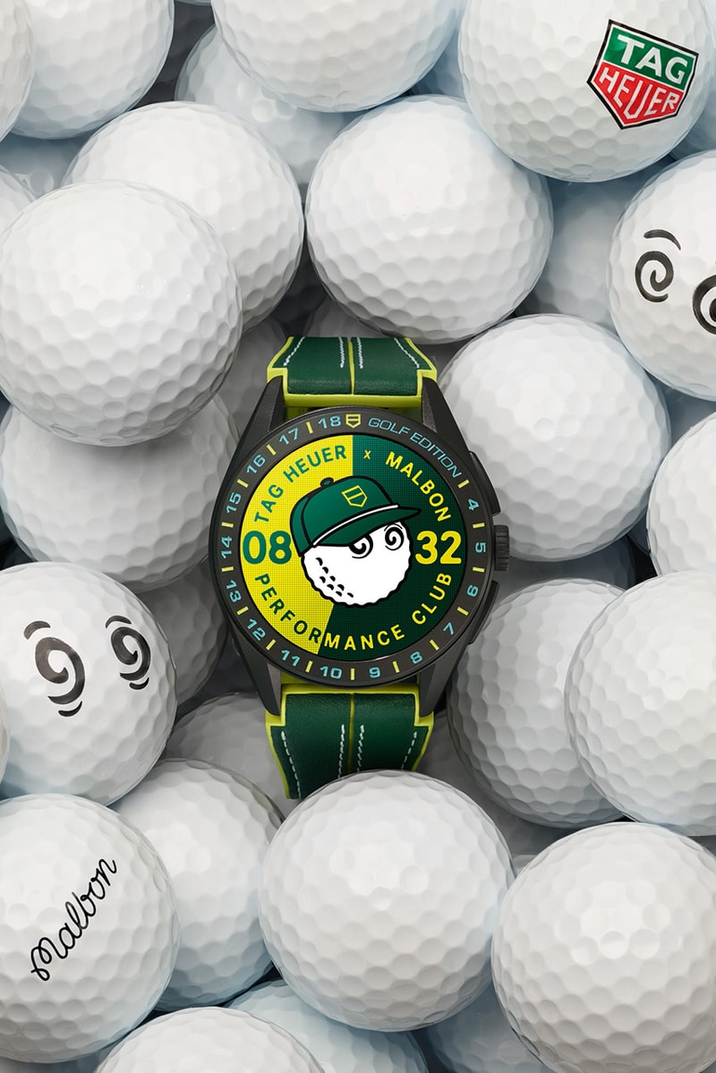 tag heuer malbon golf collaboration connected watch apparel calibre e4 green yellow