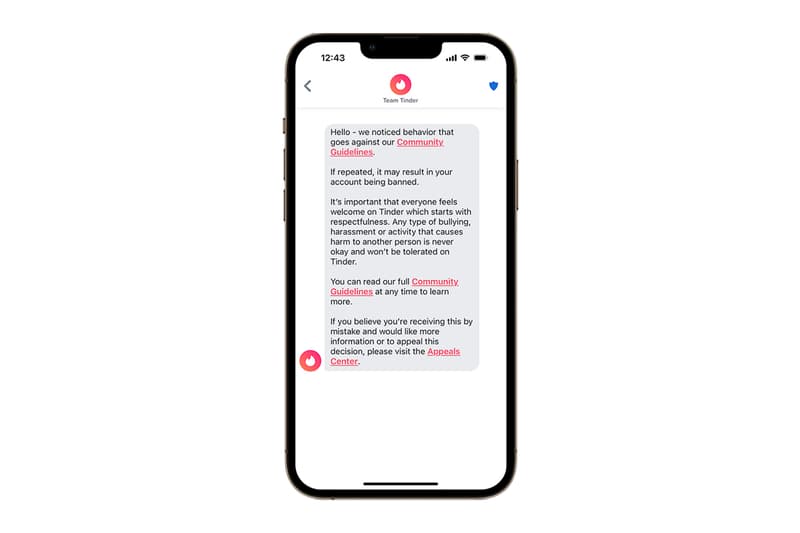 Tinder warning users inclusivity inappropriate behavior system flag feature dating app machine learning human verification