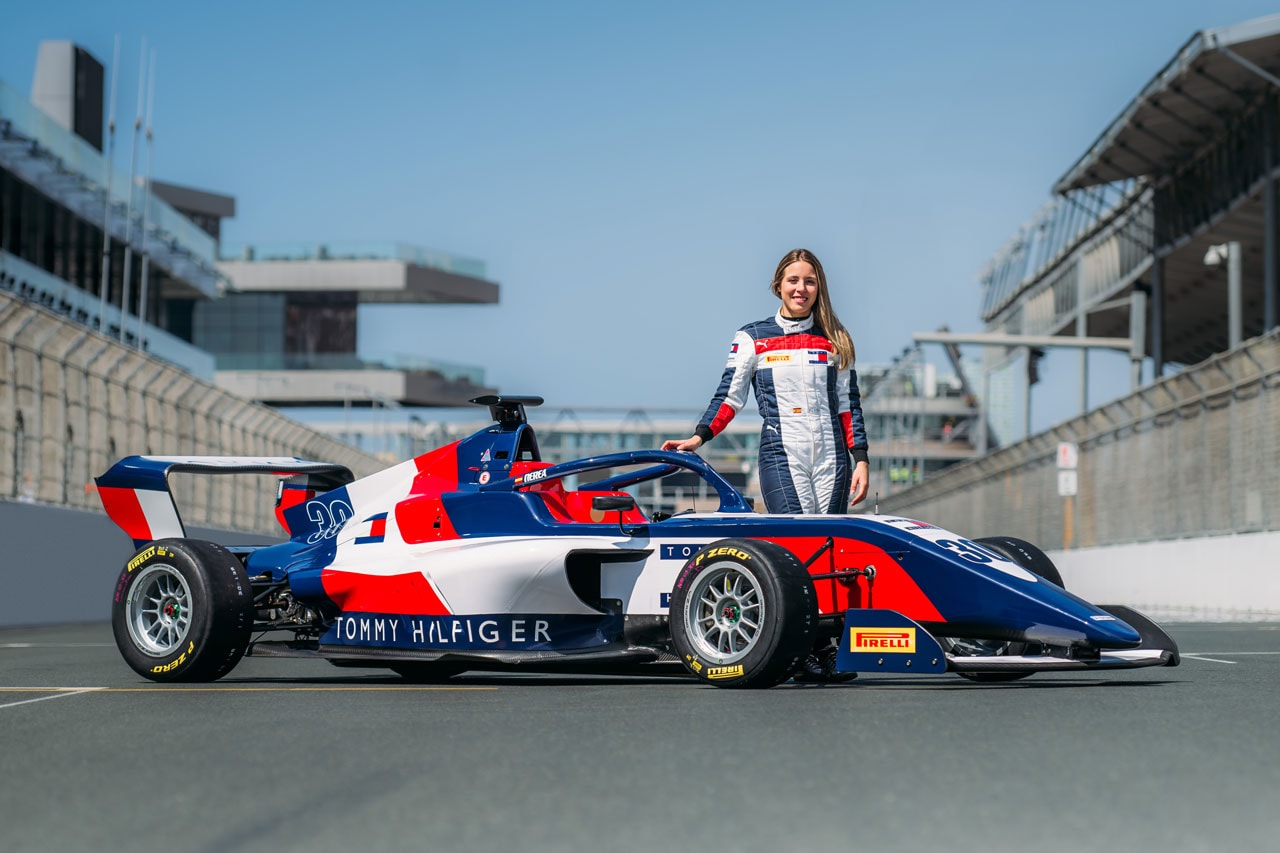 tommy hilfiger brand label f1 academy women only racing league championship partnership sponsorship car suit uniform