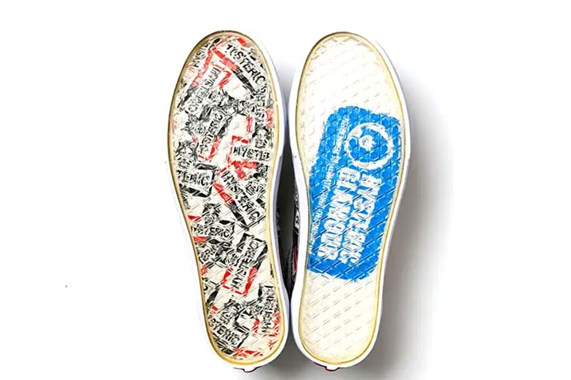 Vans x HYSTERIC GLAMOUR Old Skool Is an Ode to Car Culture upper panel logo drop price release japan website safari lounge laces black white sole outsole label branding blue red midsole see no evil heel