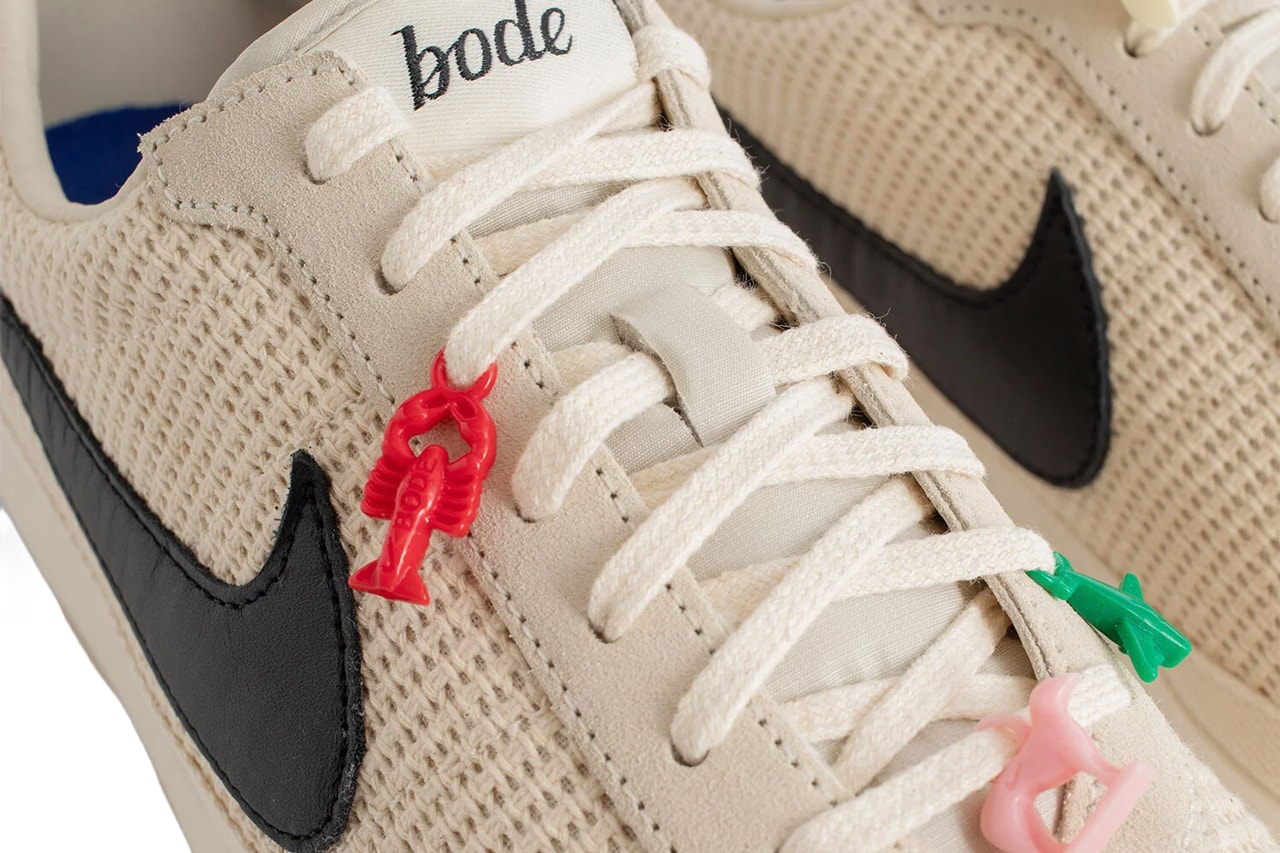 Bode Reveals the Second Colorway for Its Nike Astro Grabber shoes emily bode swoosh FQ6892-100 FJ9821-001